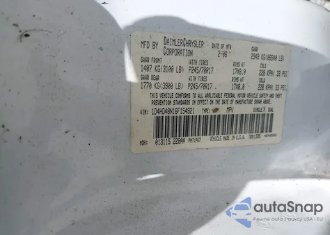 2006 Dodge Durango Slt from USA, damaged, VIN 1D4HD48N16F154921